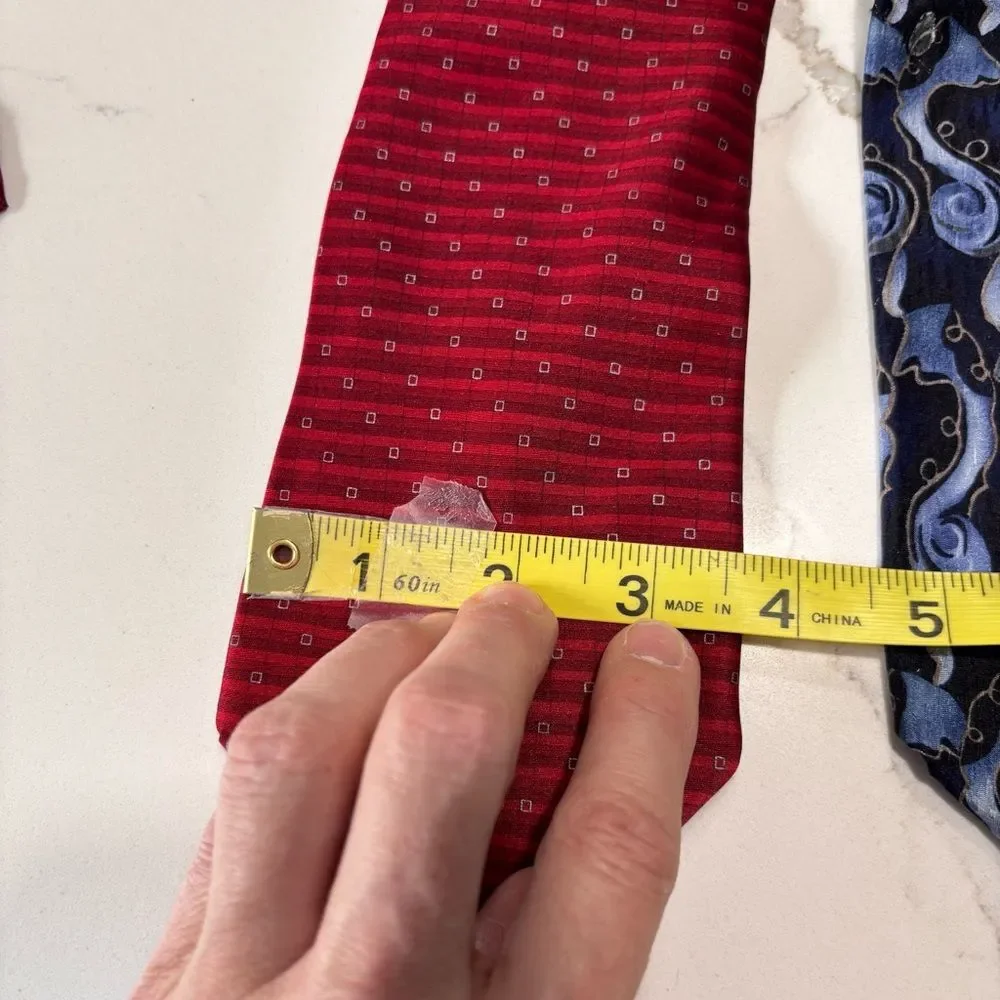 Jimmy V Peggy Fleming Blue Silk Geometric RBM Red Pair of Men's Classic Neckties